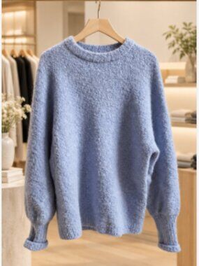 & Other Stories Lavender-Blue Wool Mohair Knot-Cuff Sweater – Size 6